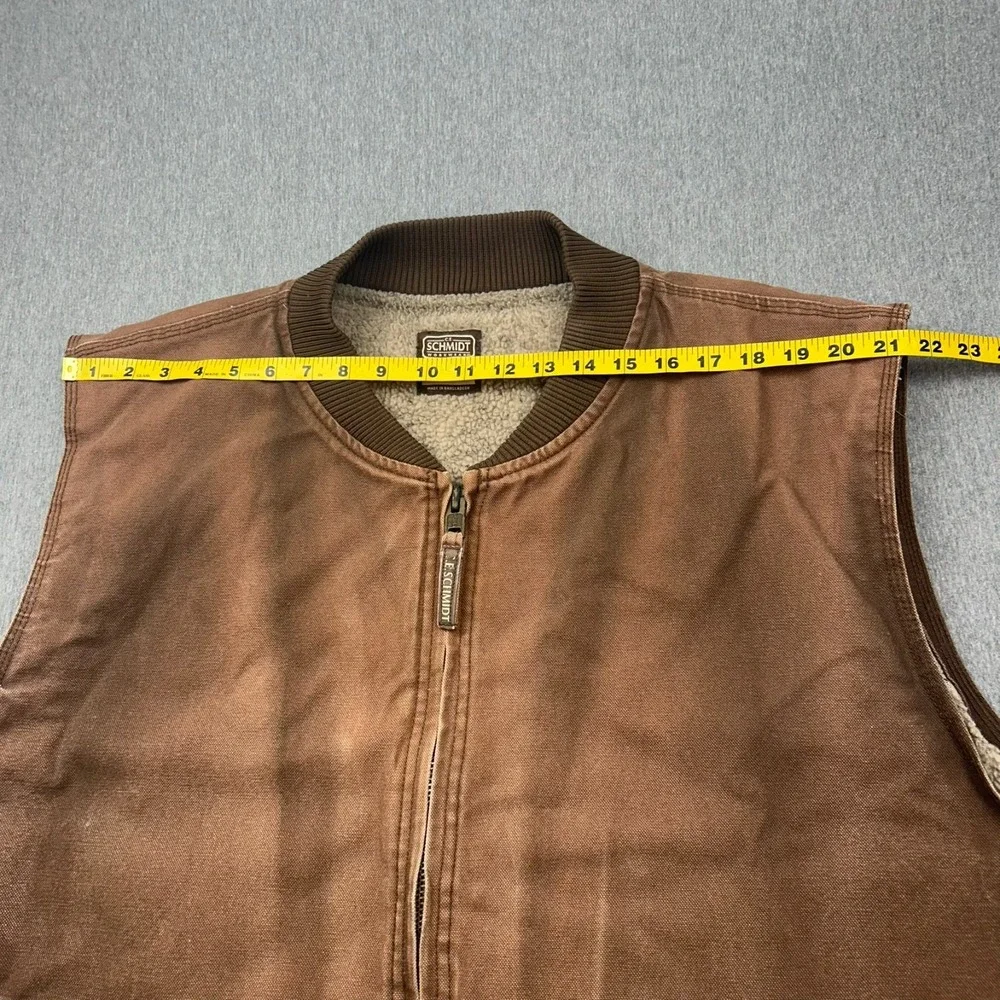CE Schmidt Full Zip Sherpa Lined Canvas Vest Mens 3XL Brown Outdoor Workwear - Picture 9 of 16